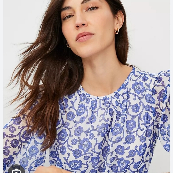 Ann Taylor Floral Gathered Neck Shift Dress Size 12 - Picture 7 of 7